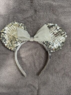 Disney Sequin Mouse Ear Headband with Gold Bow